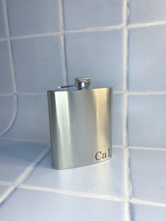 PERSONALISED FLASK, SILVER (6 OZ)